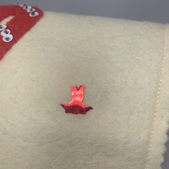 Vintage SCOTT felt Christmas stocking w/drum, rocking horse, candy cane, sequin - Picture 15 of 17